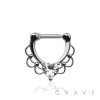 CZ HEART LACEY SEPTUM HINGED CLICKER